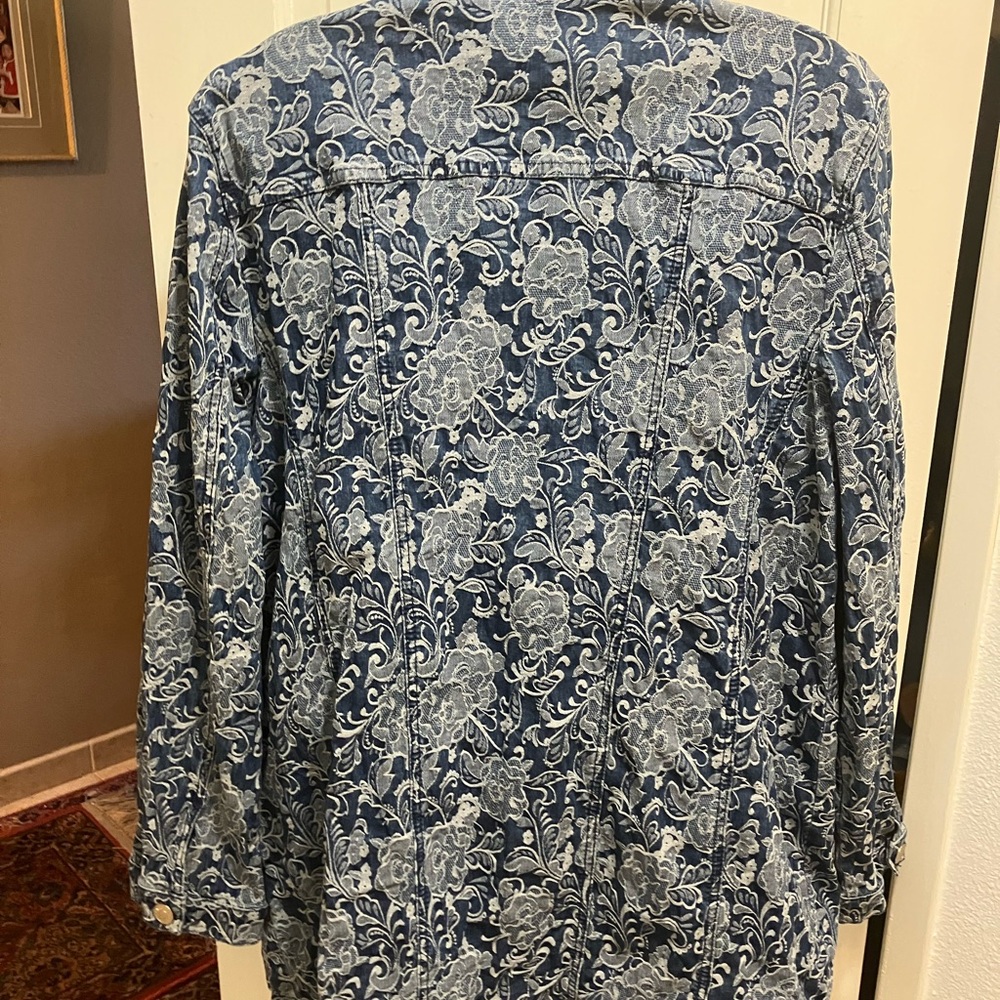 Chico size 2 Floral Denim Jacket - Picture 2 of 8